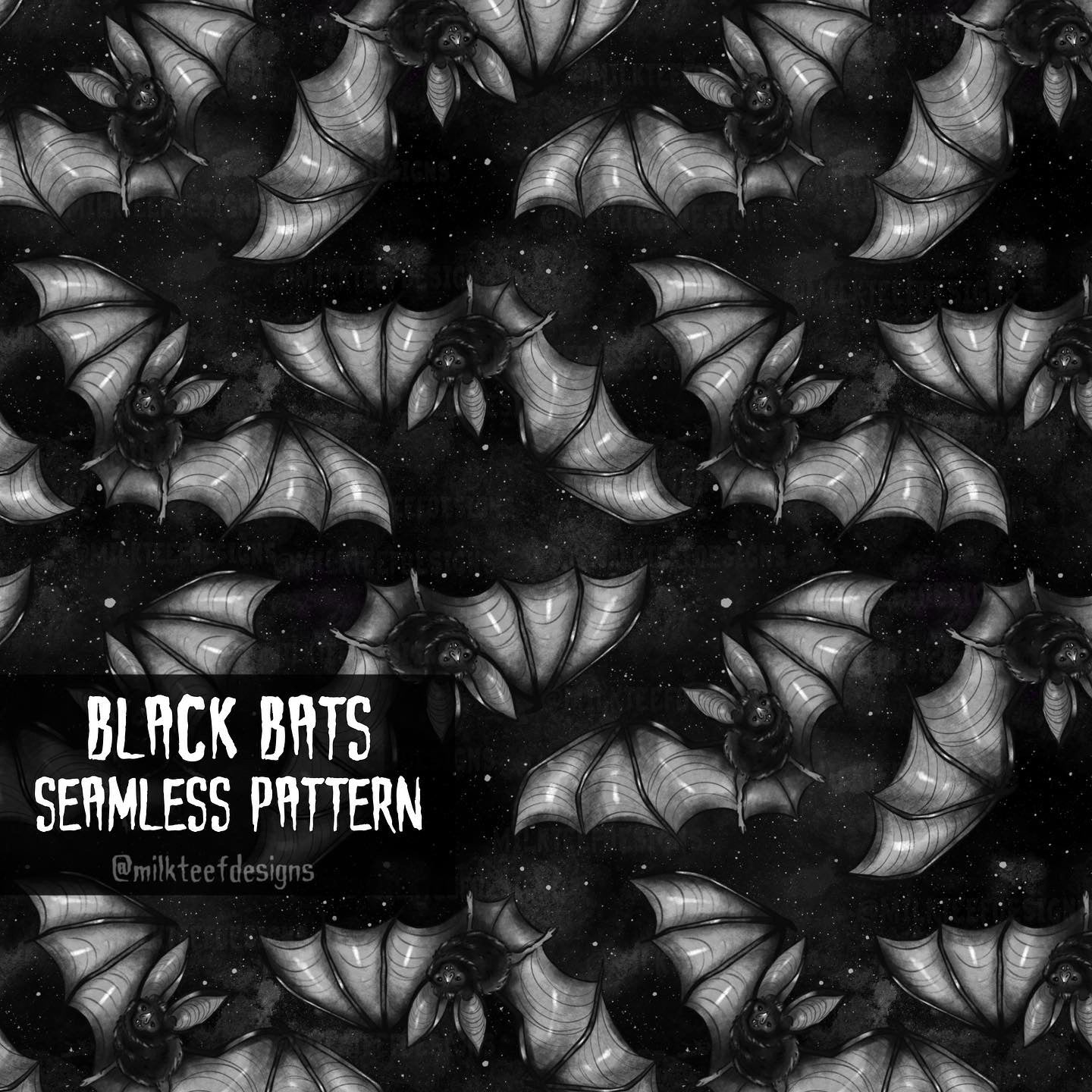 Black Bats / Seamless Pattern