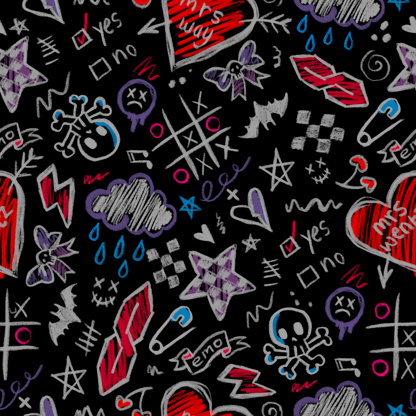 Emo Notes / Seamless Pattern