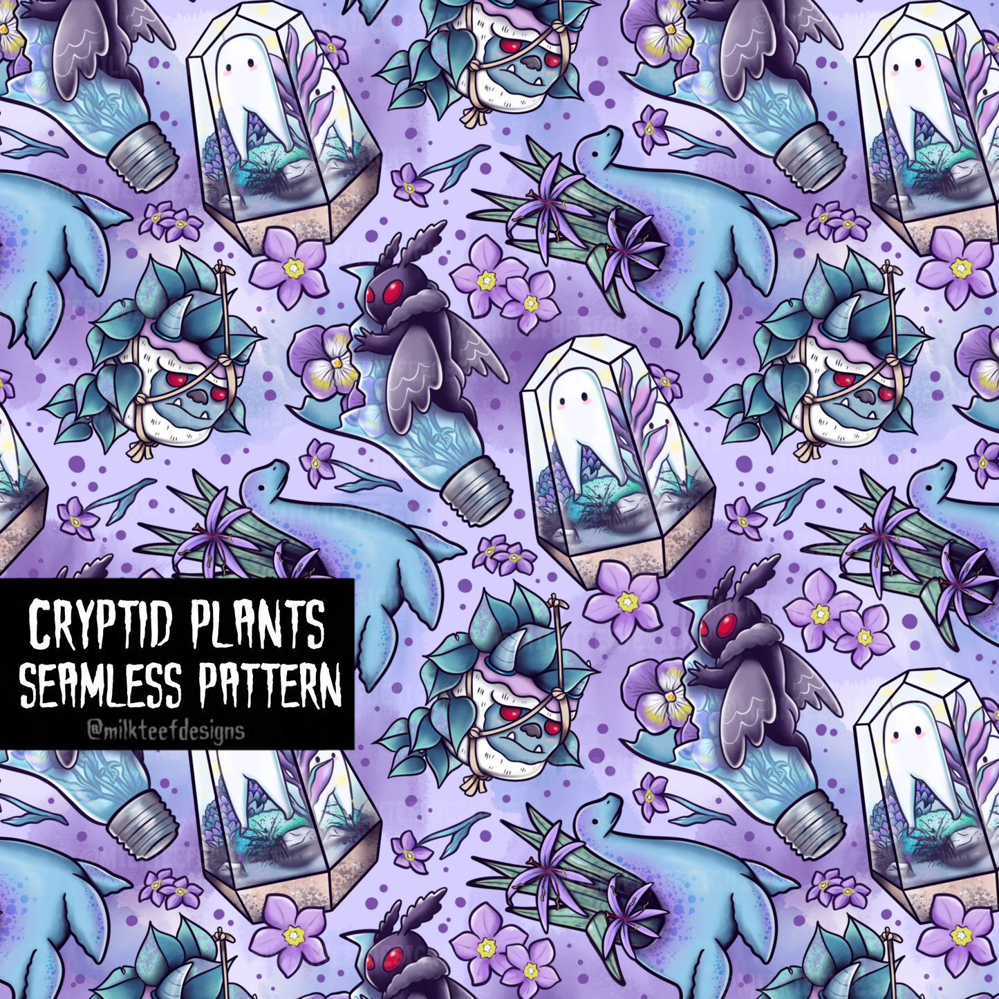 Cryptid Plants / Seamless Pattern