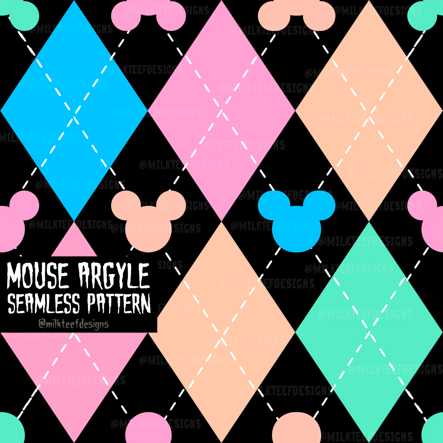 Mouse Argyle Co-Ord / Seamless Pattern