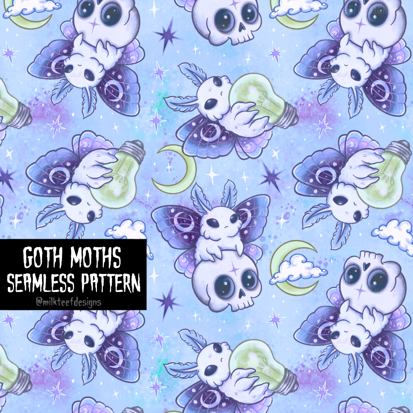 Goth Moths / Seamless Pattern