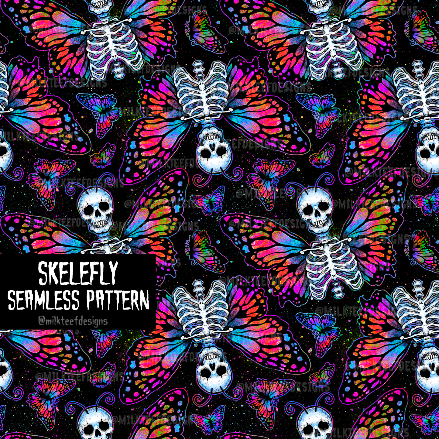 Skelefly / Seamless Pattern