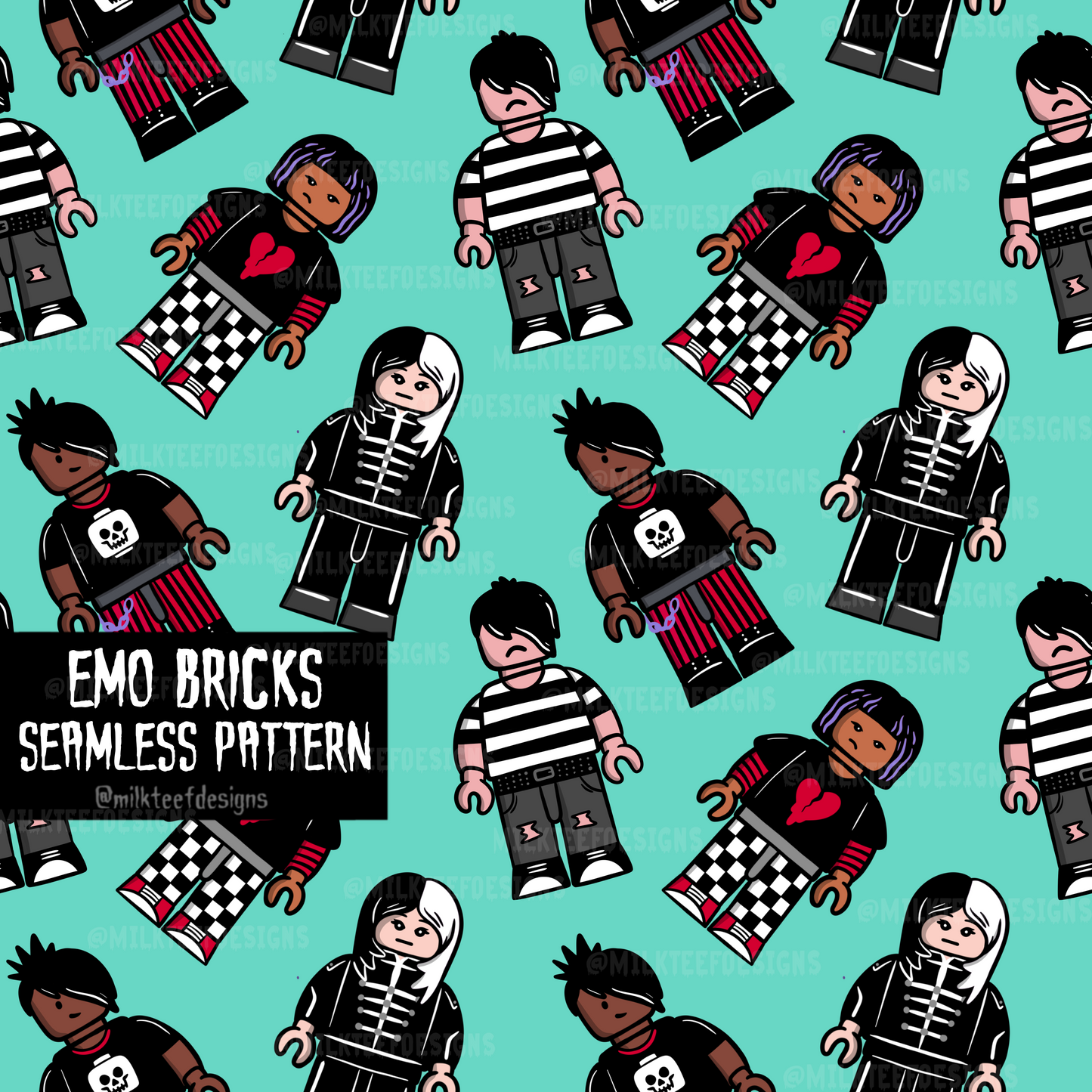 Emo Bricks / Seamless Pattern