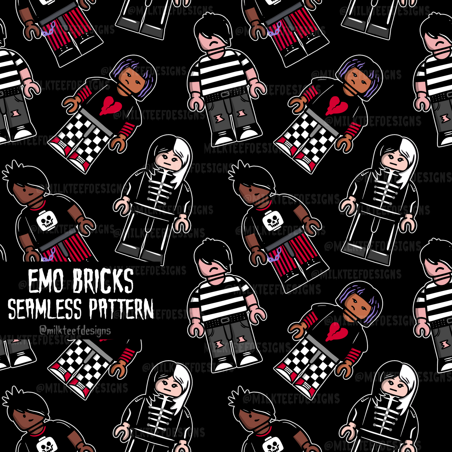 Emo Bricks / Seamless Pattern