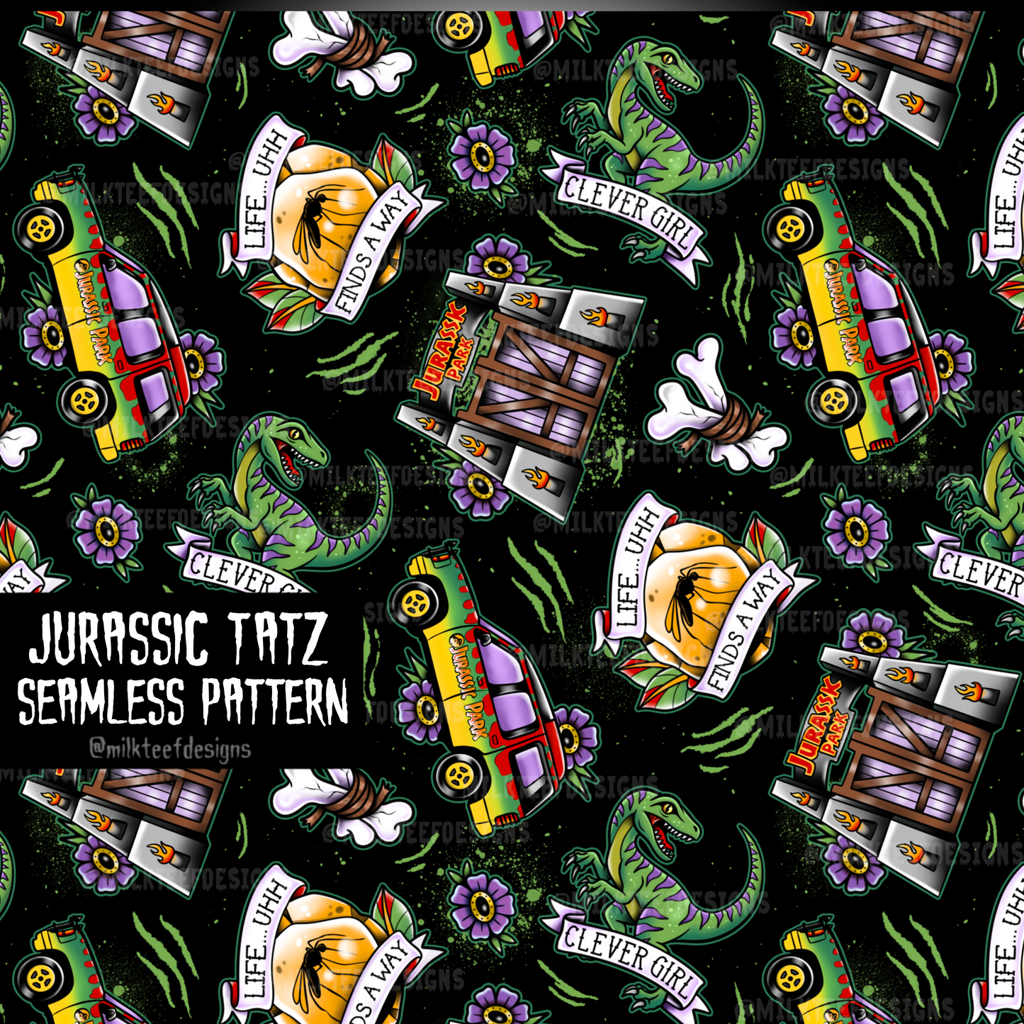 Jurassic Tatz / Seamless Pattern