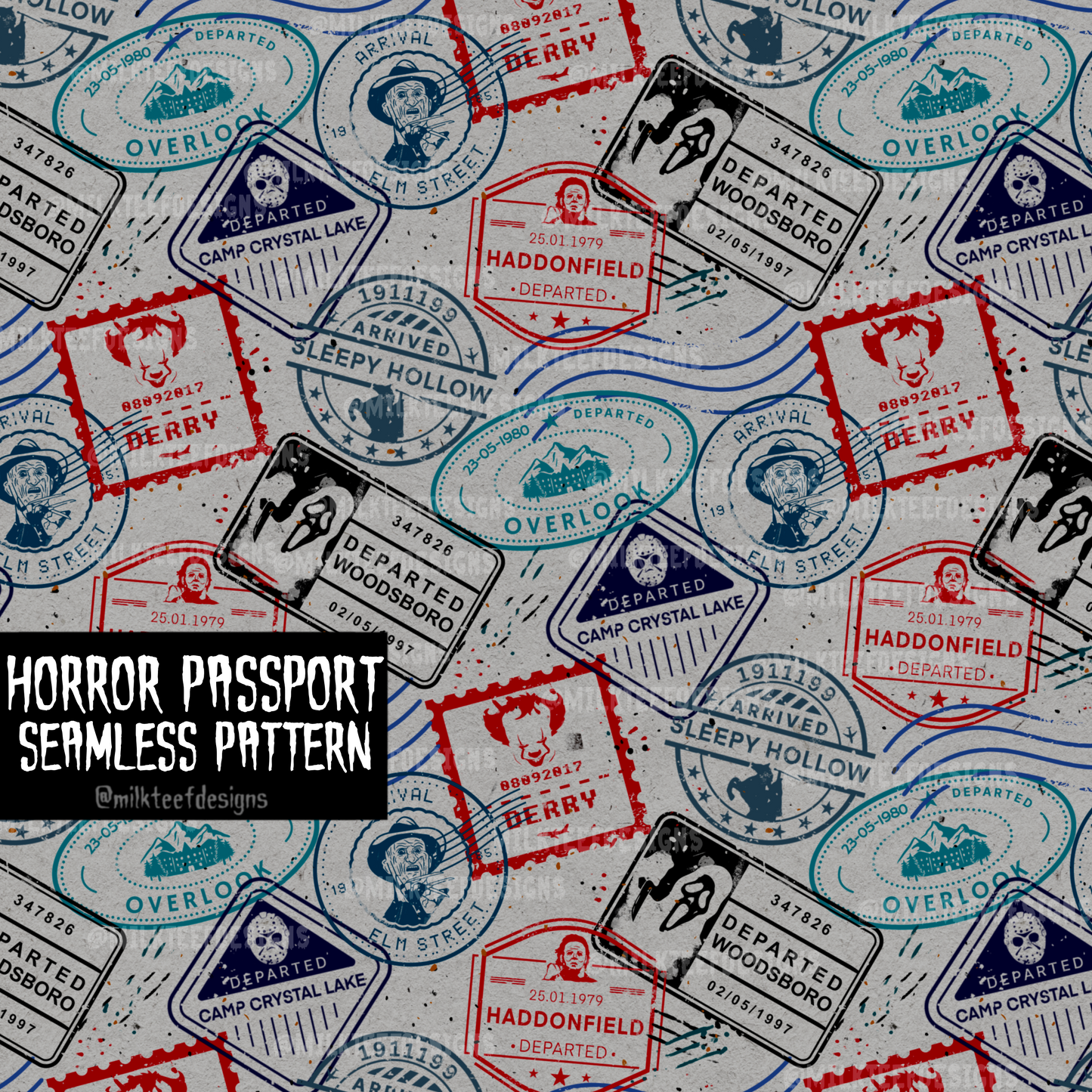 Horror Passport / Seamless Pattern