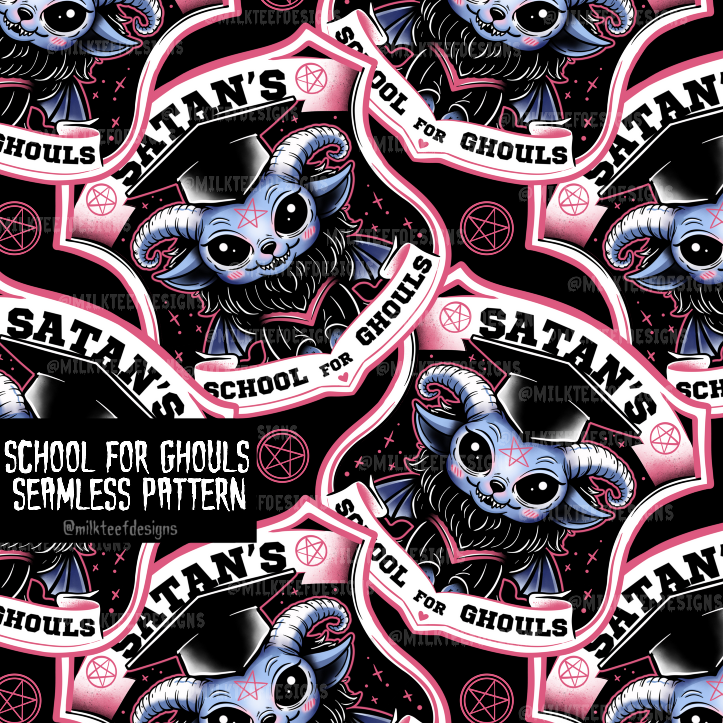 School For Ghouls / Seamless Pattern / Sublimation Design