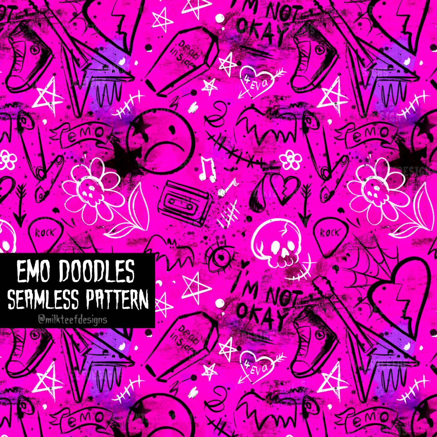 Emo Doodles - Seamless Pattern