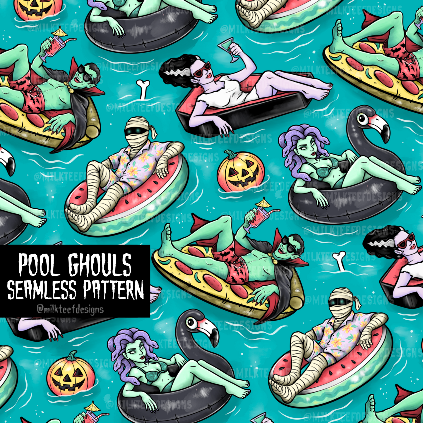 Pool Ghouls / Seamless Pattern