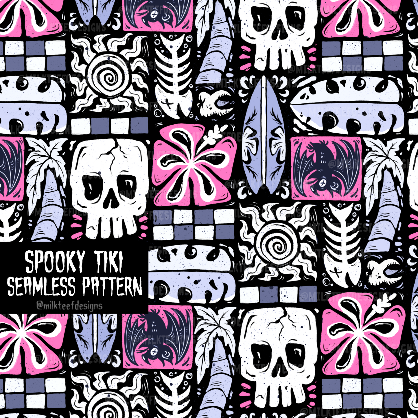 Spooky Tiki / Seamless Pattern