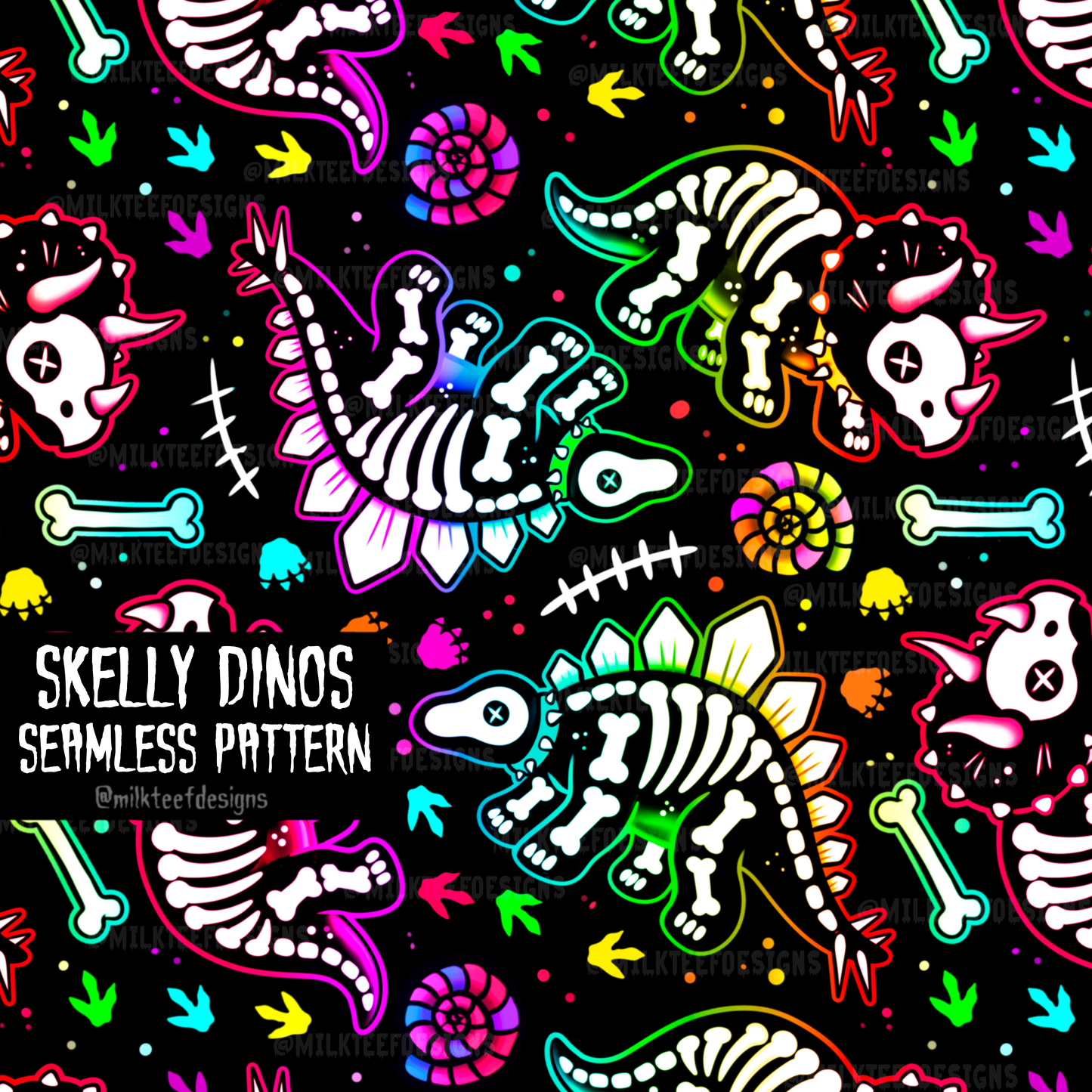 Skelly Dinos / Seamless Design