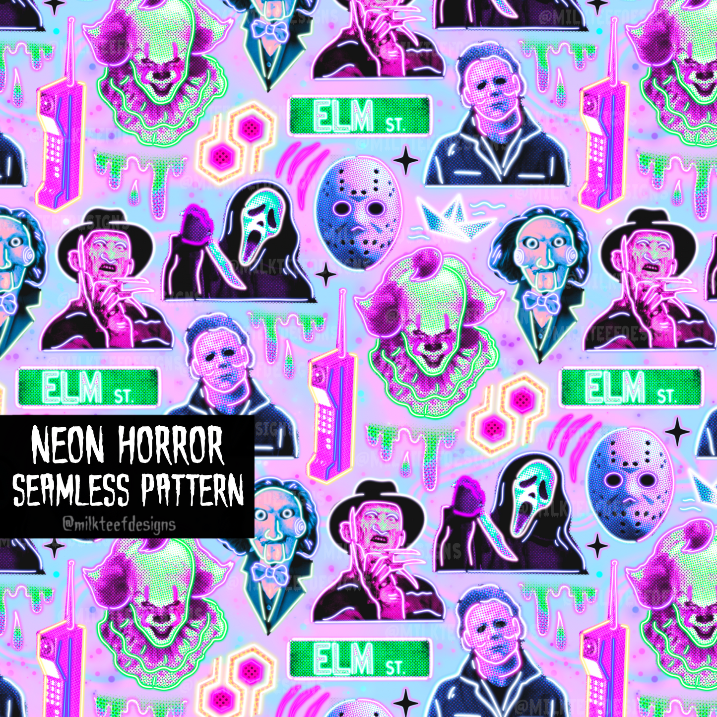 Neon Horror / Seamless Pattern