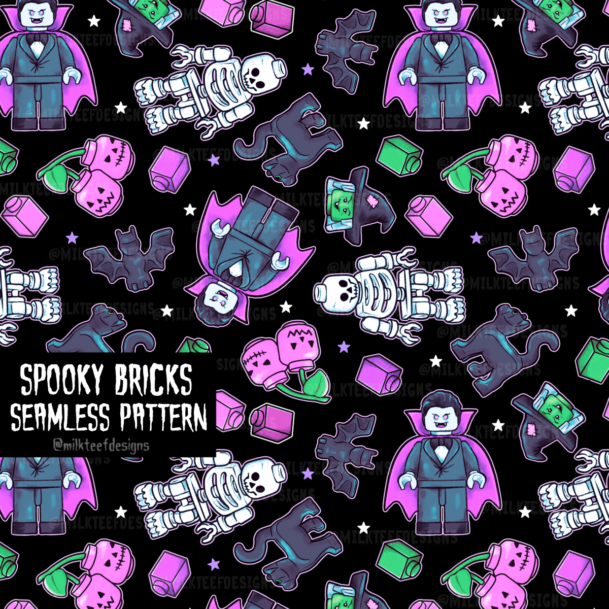 Spooky Bricks / Seamless Pattern