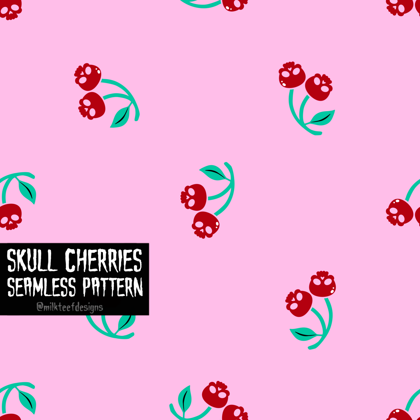Skull Cherries / Seamless Pattern