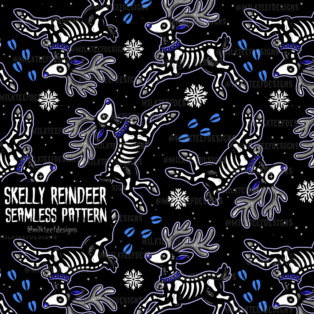 Skelly Reindeer / Seamless Pattern