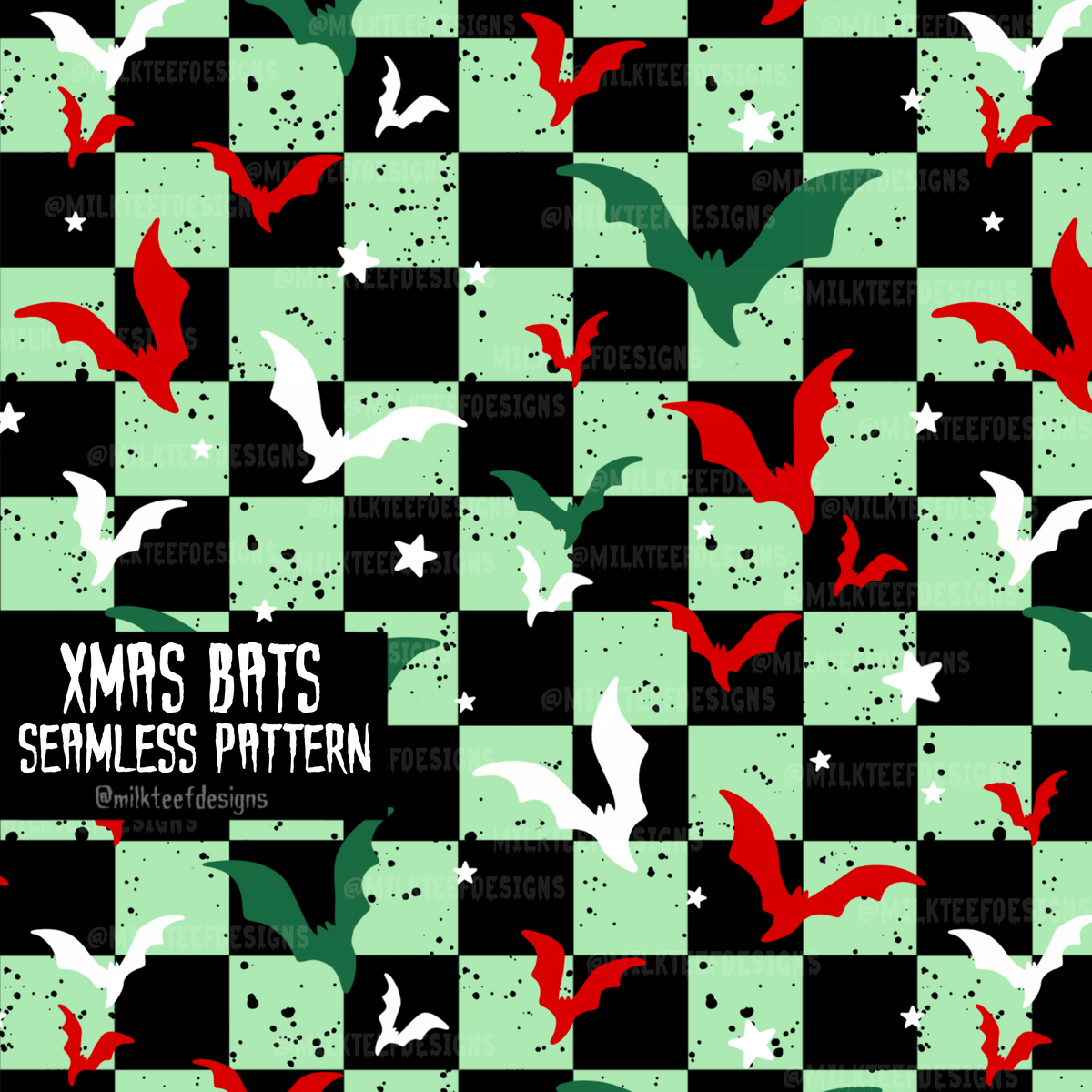 Xmas Bats / Seamless Pattern