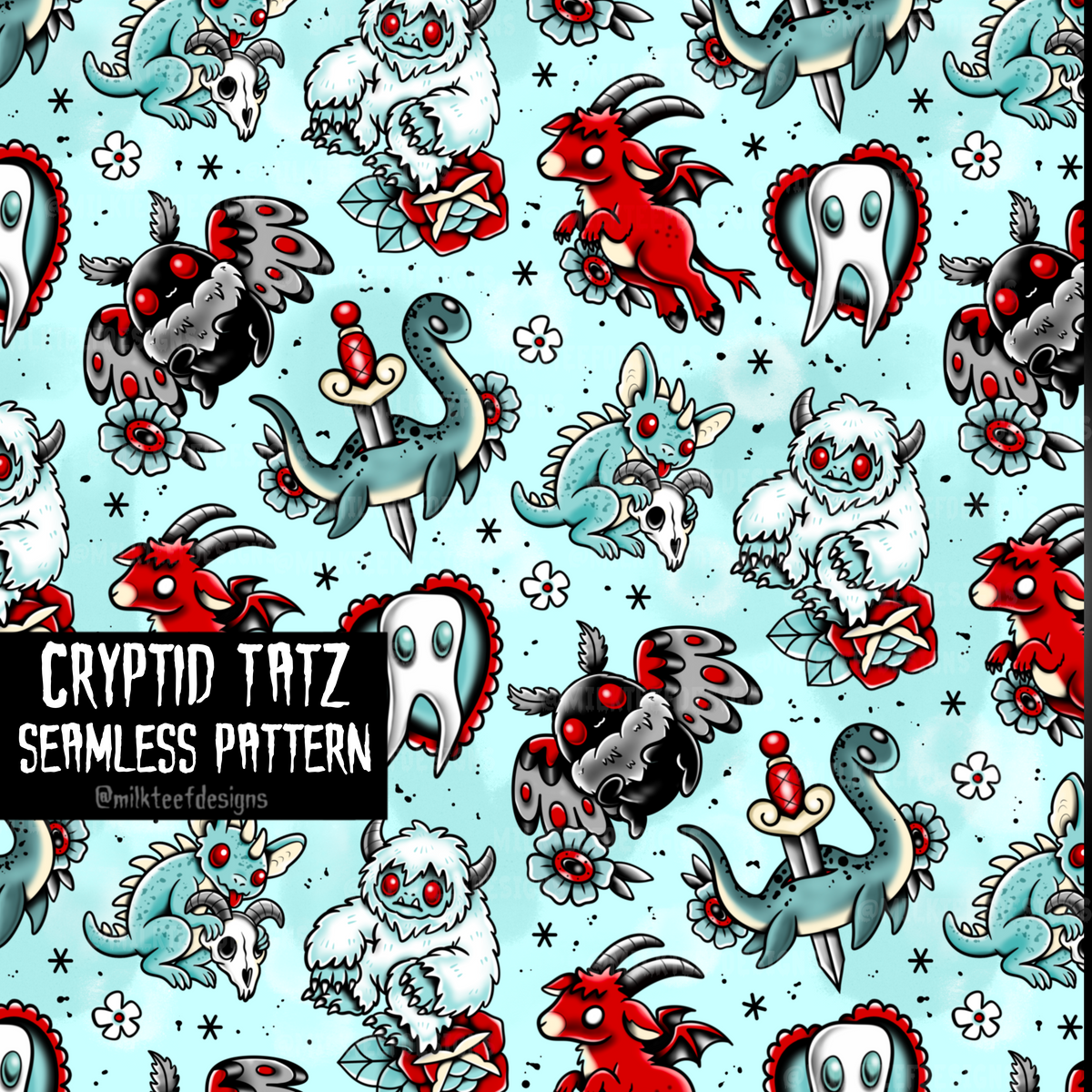 Cryptid Tatz / Seamless Pattern