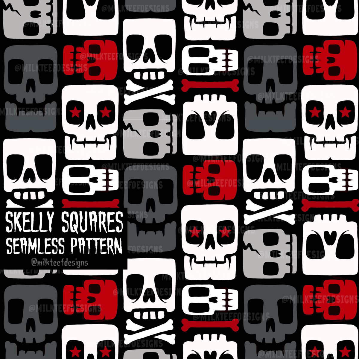 Skelly Squares / Seamless Pattern