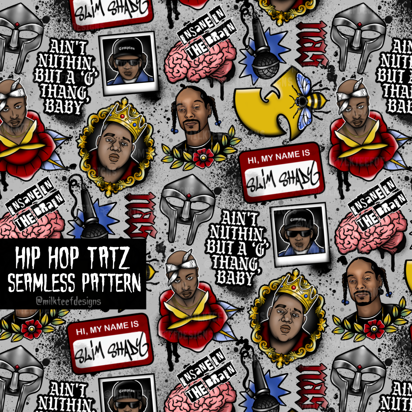 Hip Hop Tatz / Seamless Pattern