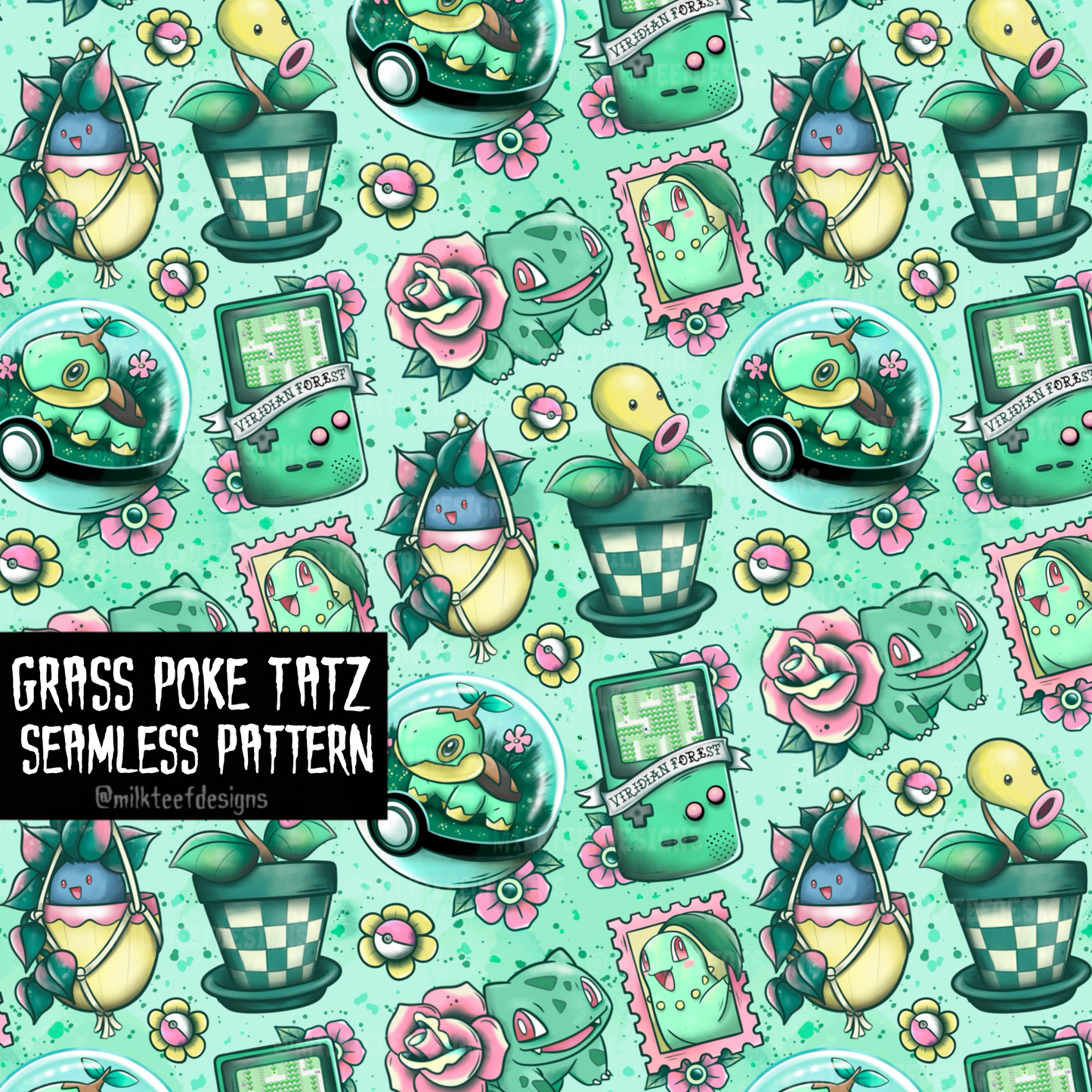 Grass Poke Tatz / Seamless Pattern