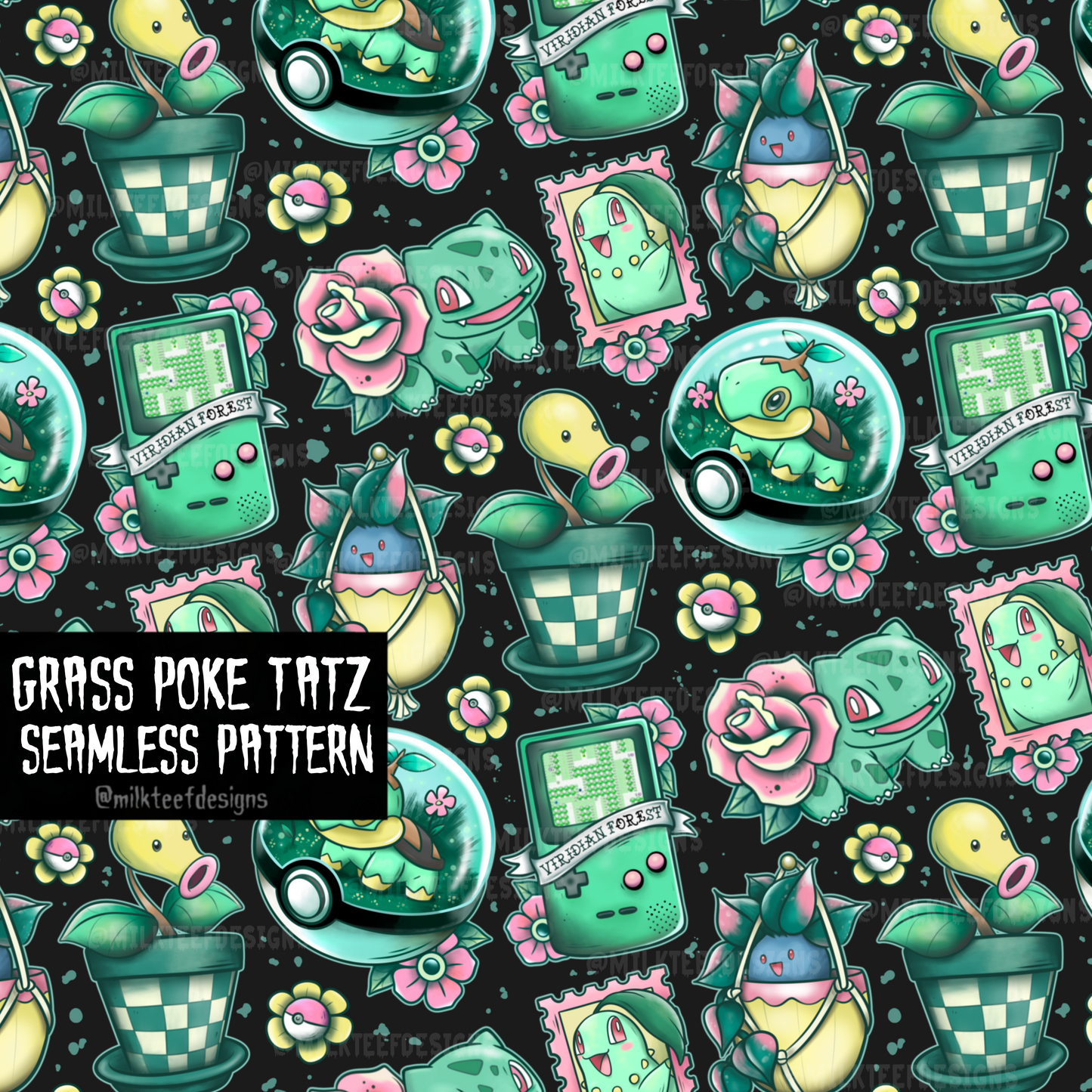 Grass Poke Tatz / Seamless Pattern