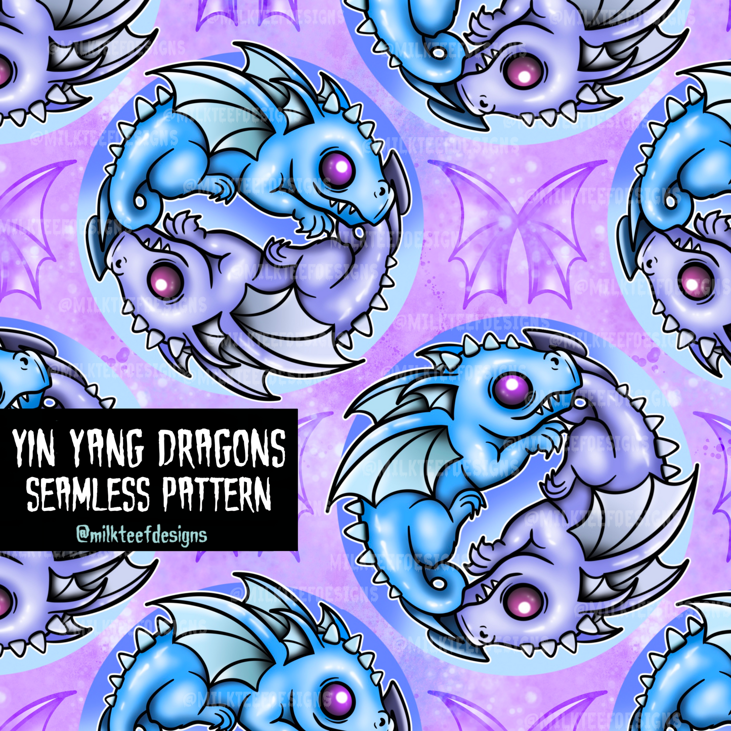 Yin Yang Dragons / Seamless Pattern