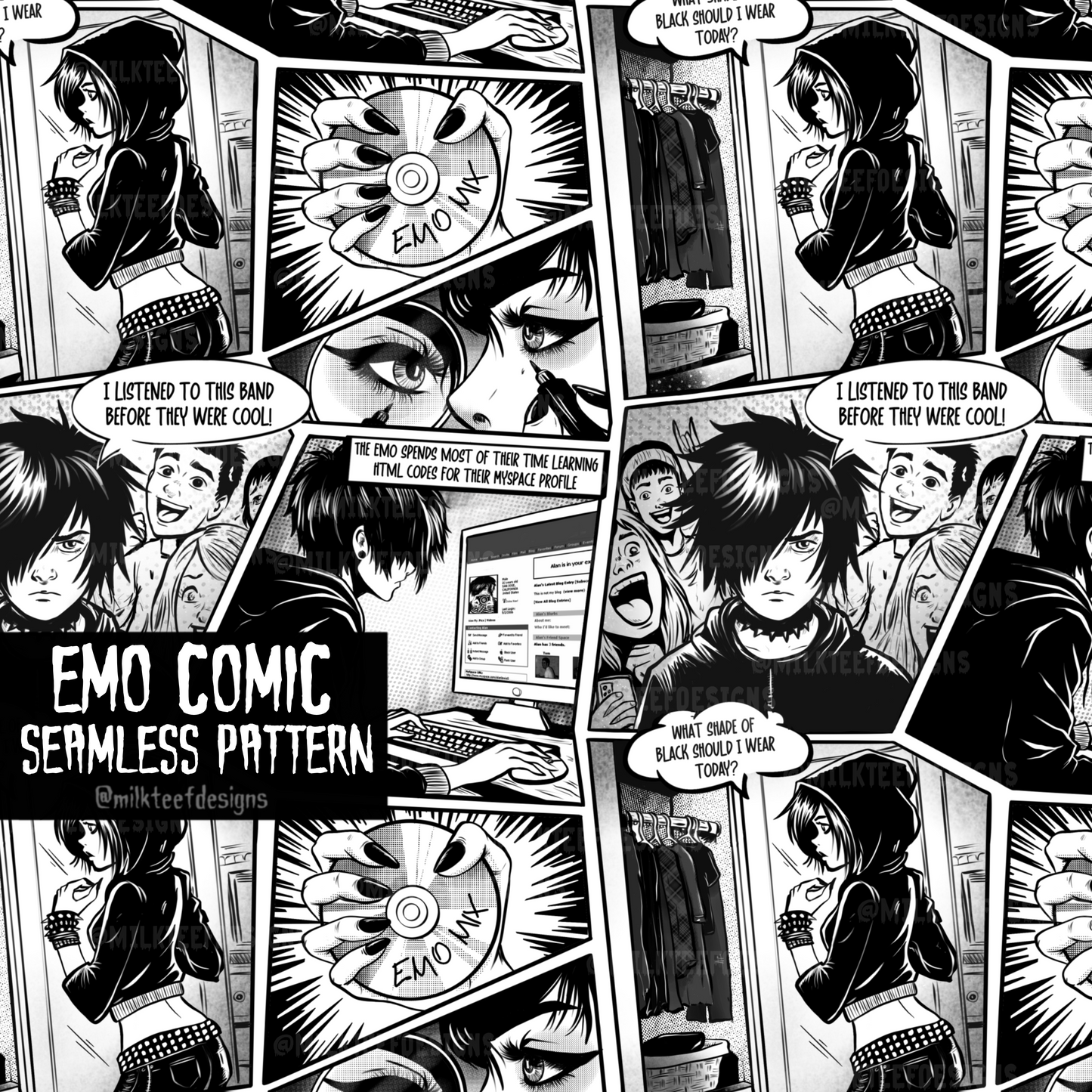 Emo Comic / Seamless Pattern