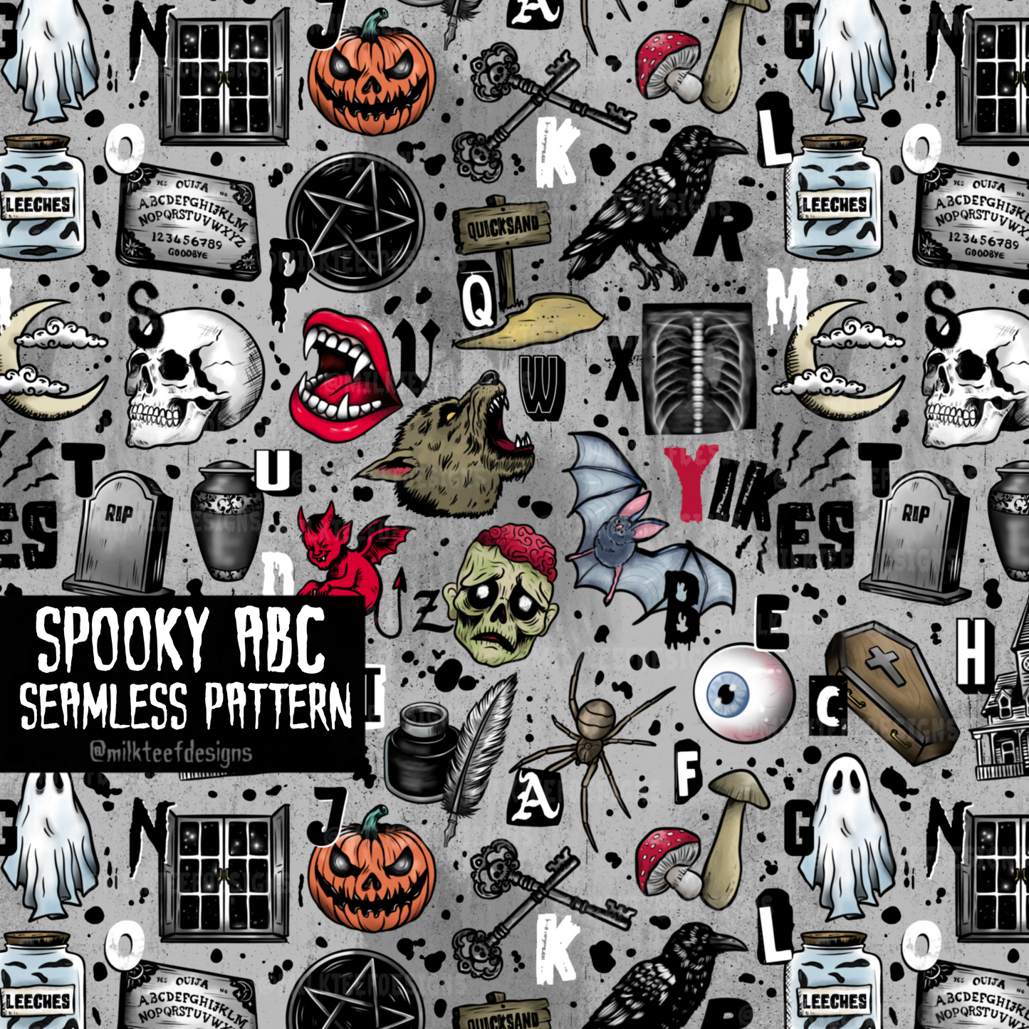 Spooky ABC / Seamless Pattern