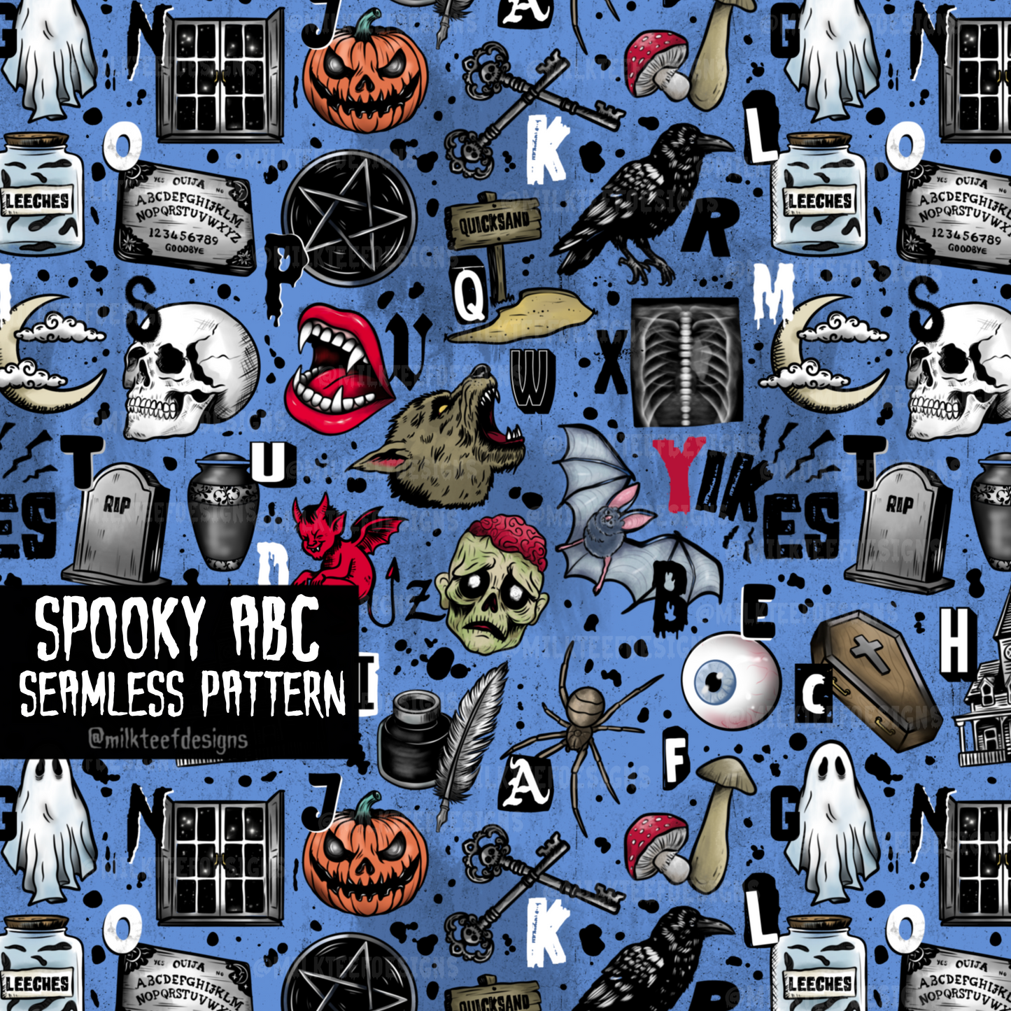 Spooky ABC / Seamless Pattern