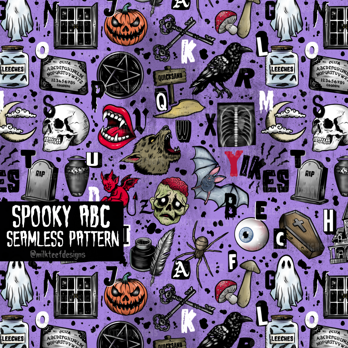 Spooky ABC / Seamless Pattern