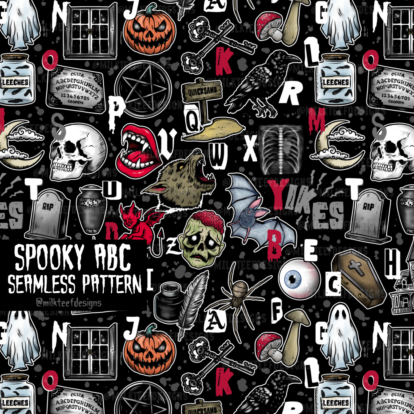 Spooky ABC / Seamless Pattern