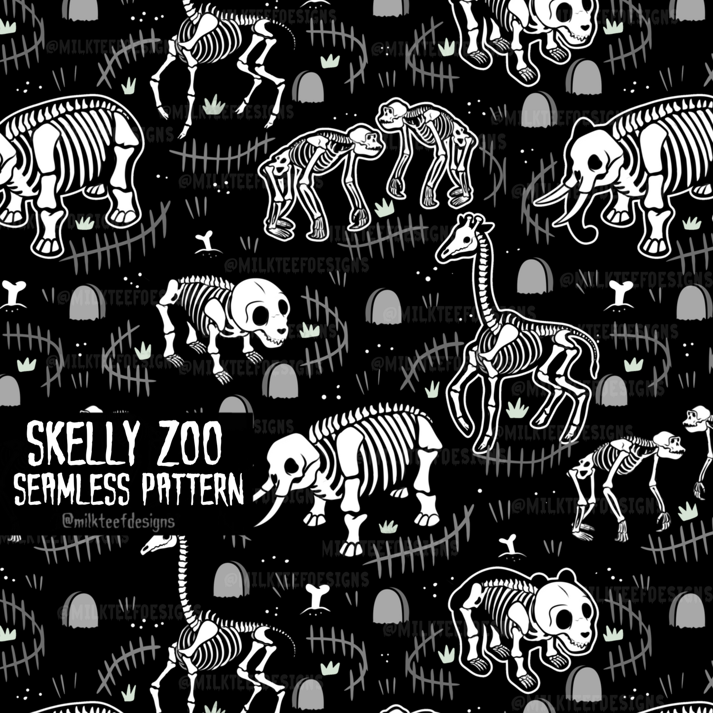 Skelly Zoo / Seamless Pattern
