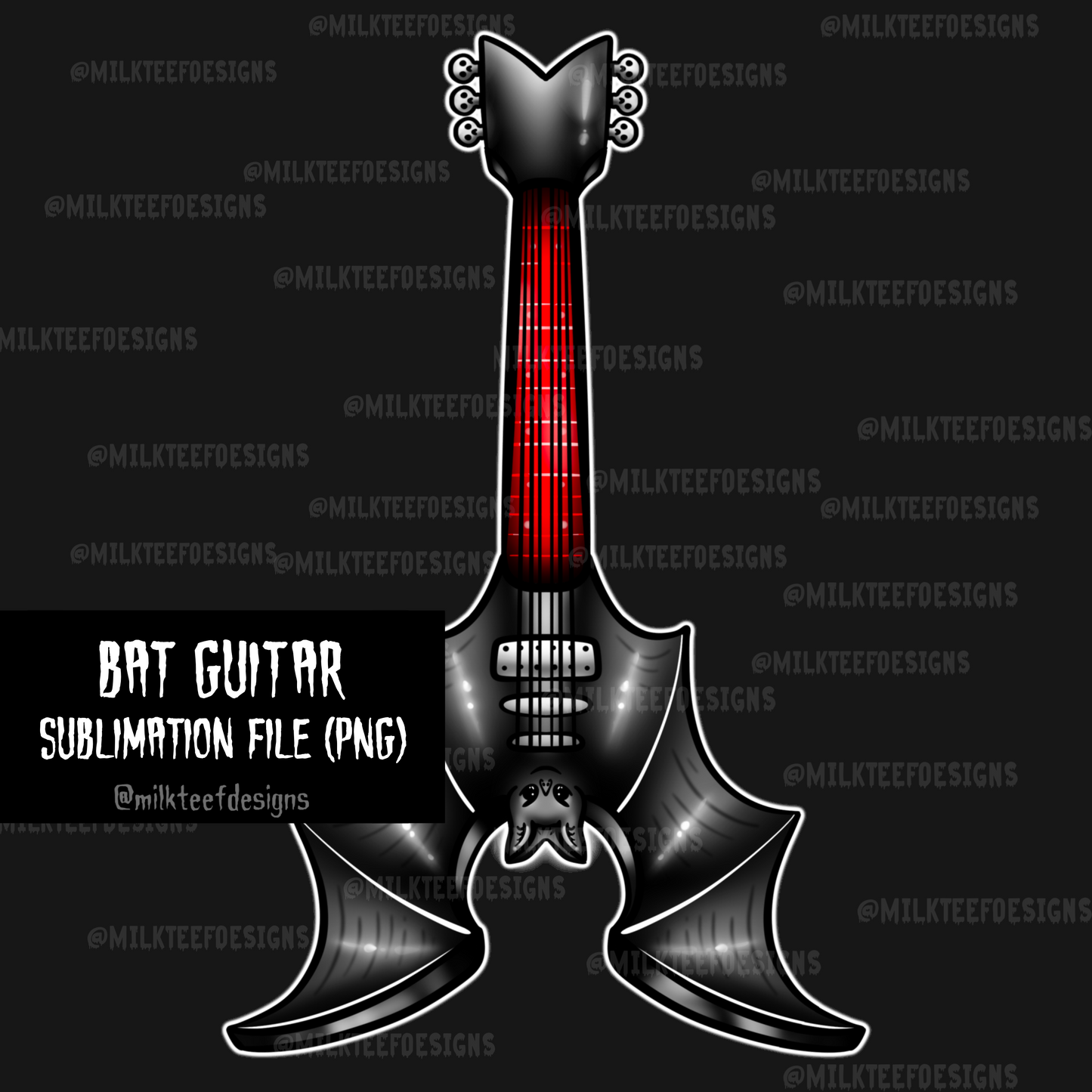 Bat Guitar / Sublimation Design (PNG)