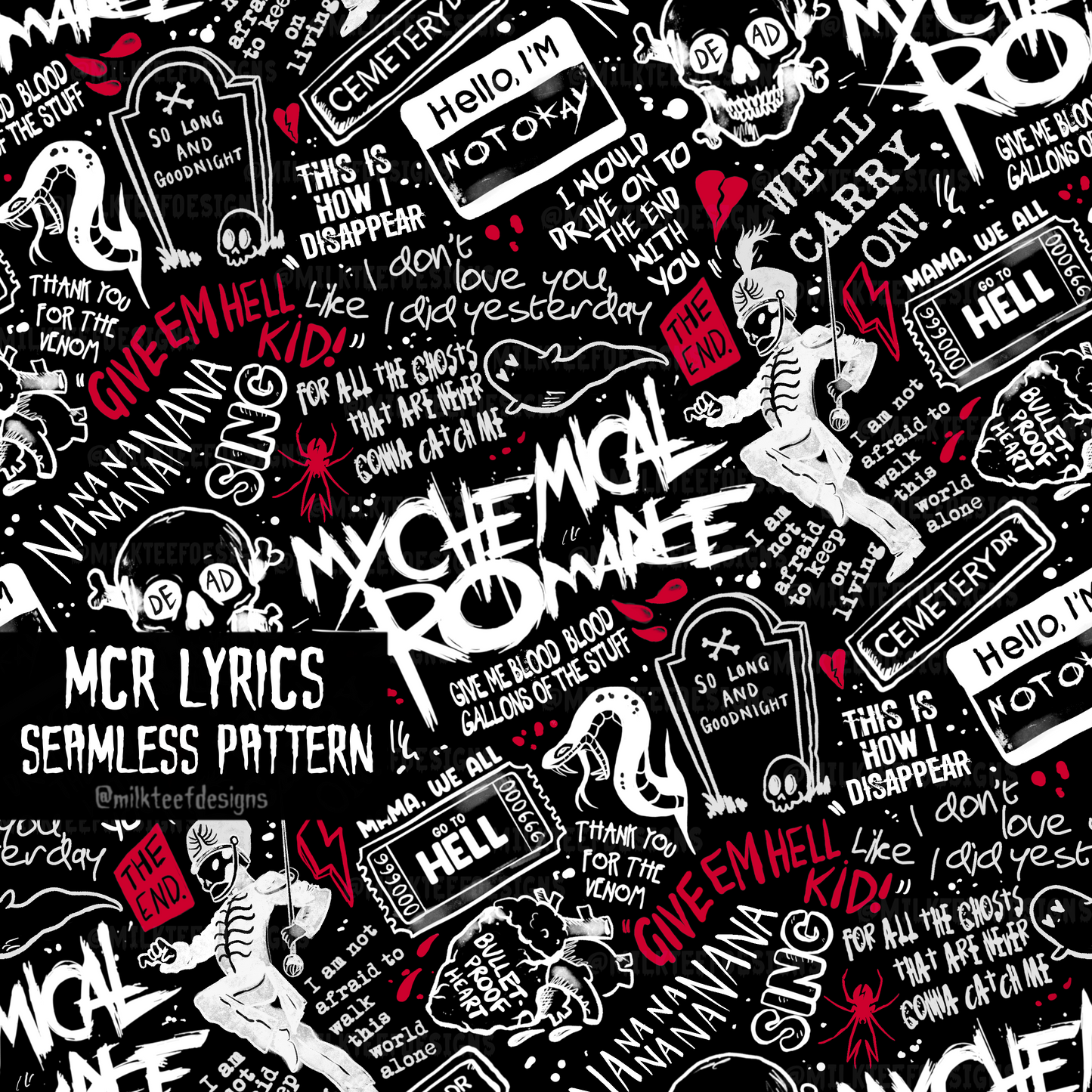 MCR Lyrics / Seamless Pattern