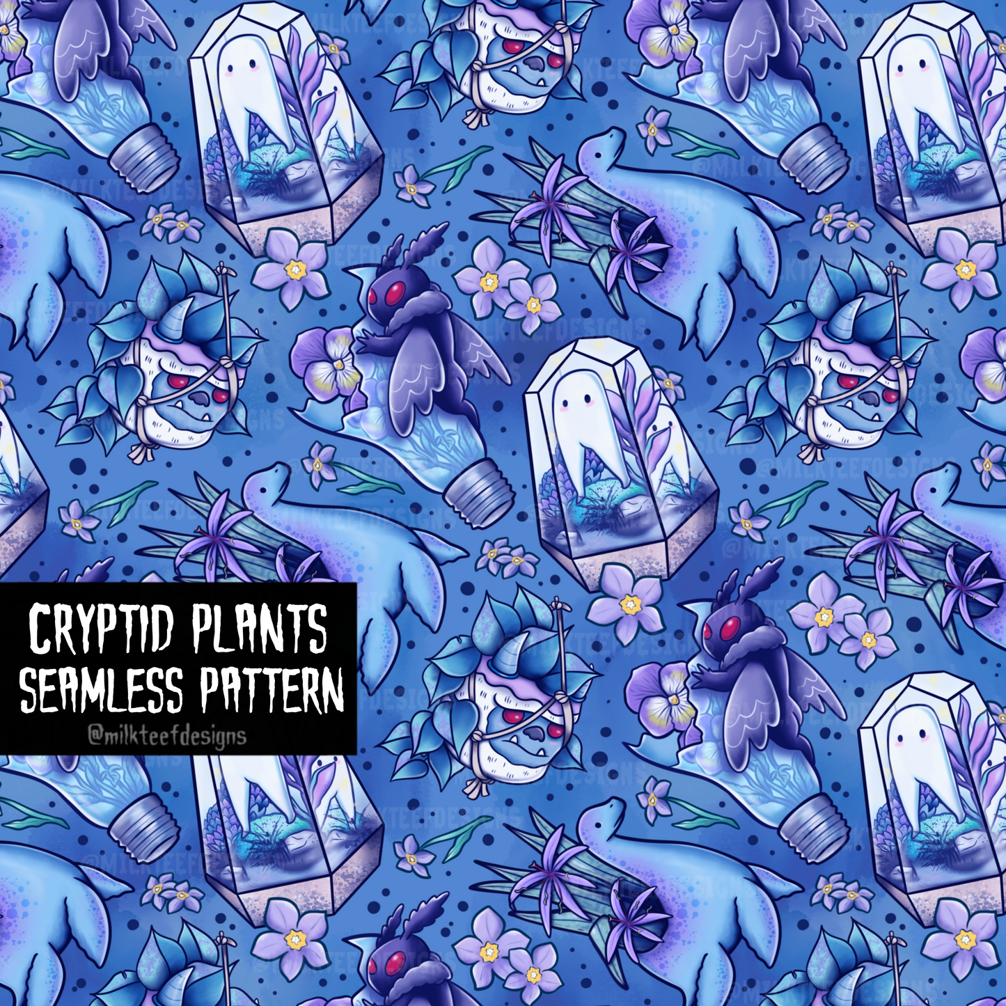 Cryptid Plants / Seamless Pattern