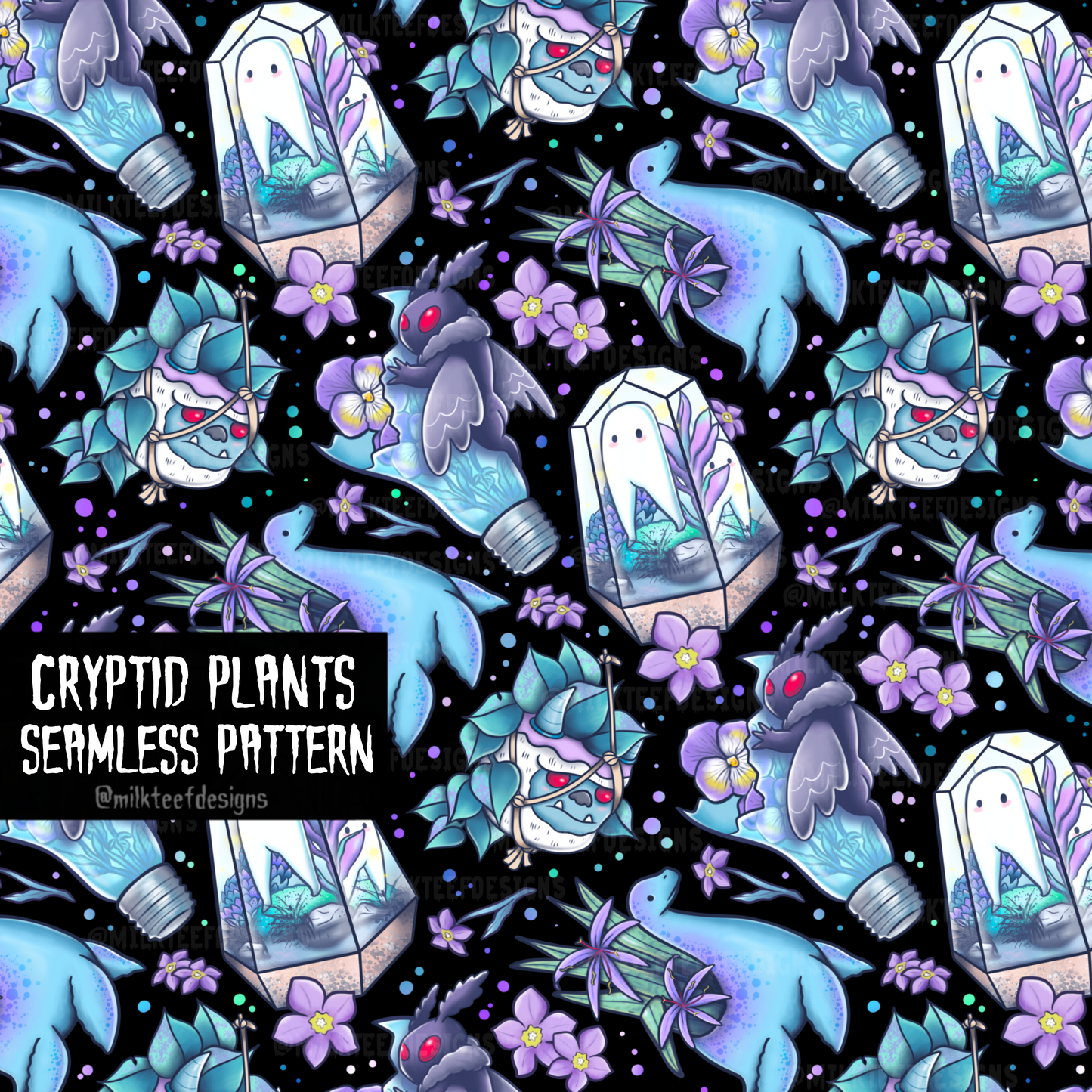Cryptid Plants / Seamless Pattern