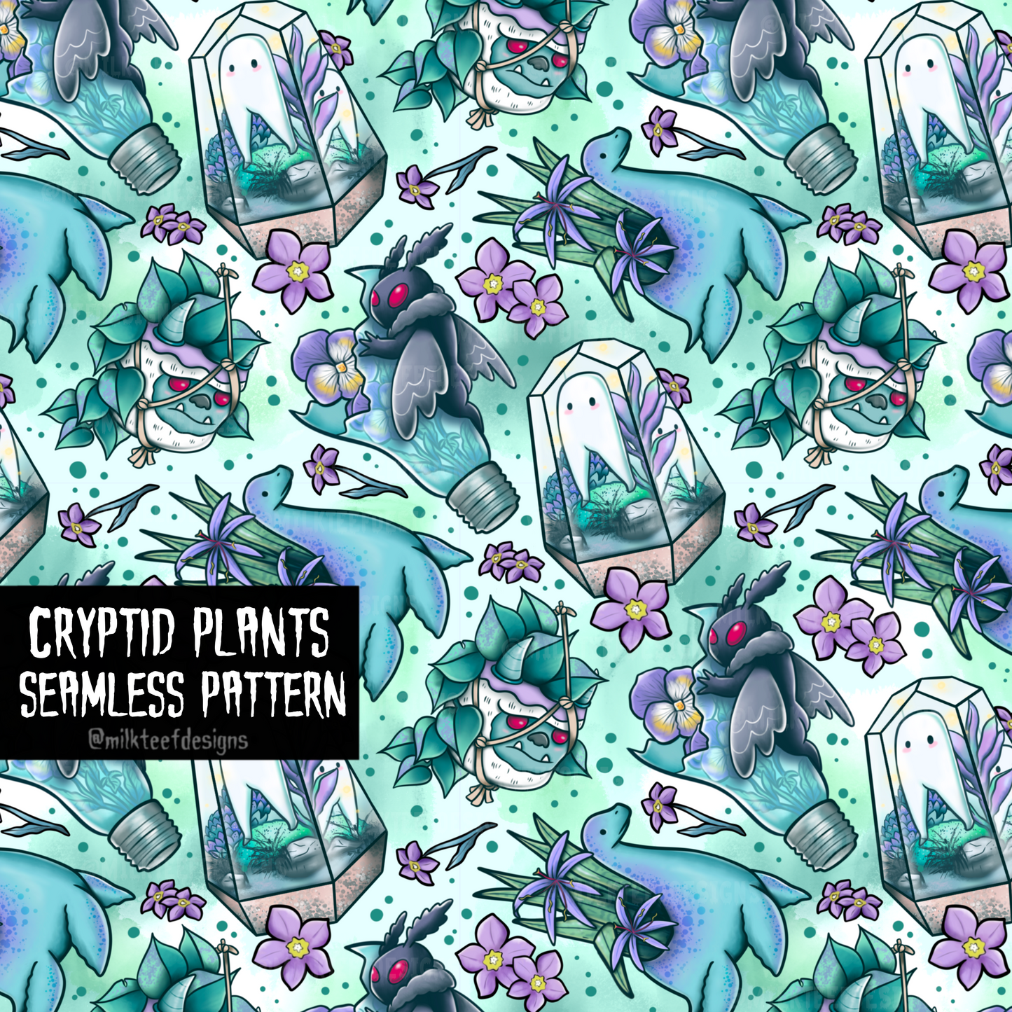 Cryptid Plants / Seamless Pattern