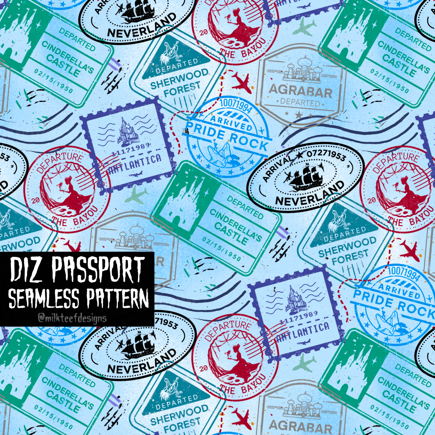 Diz Passport / Seamless Pattern
