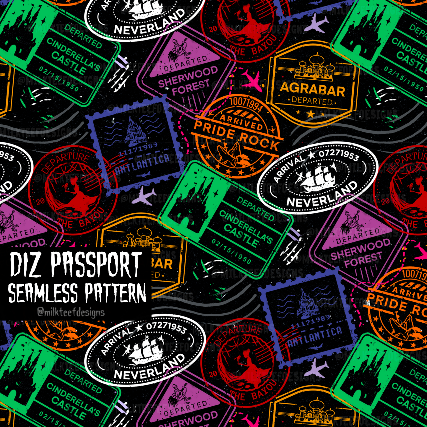 Diz Passport / Seamless Pattern