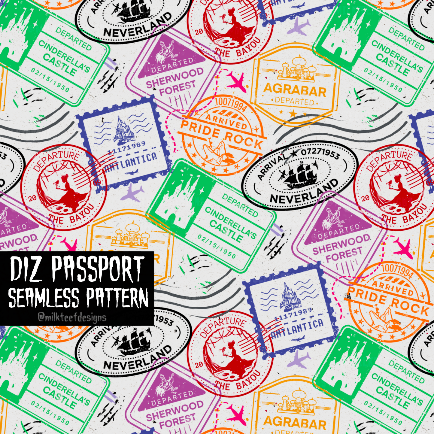 Diz Passport / Seamless Pattern