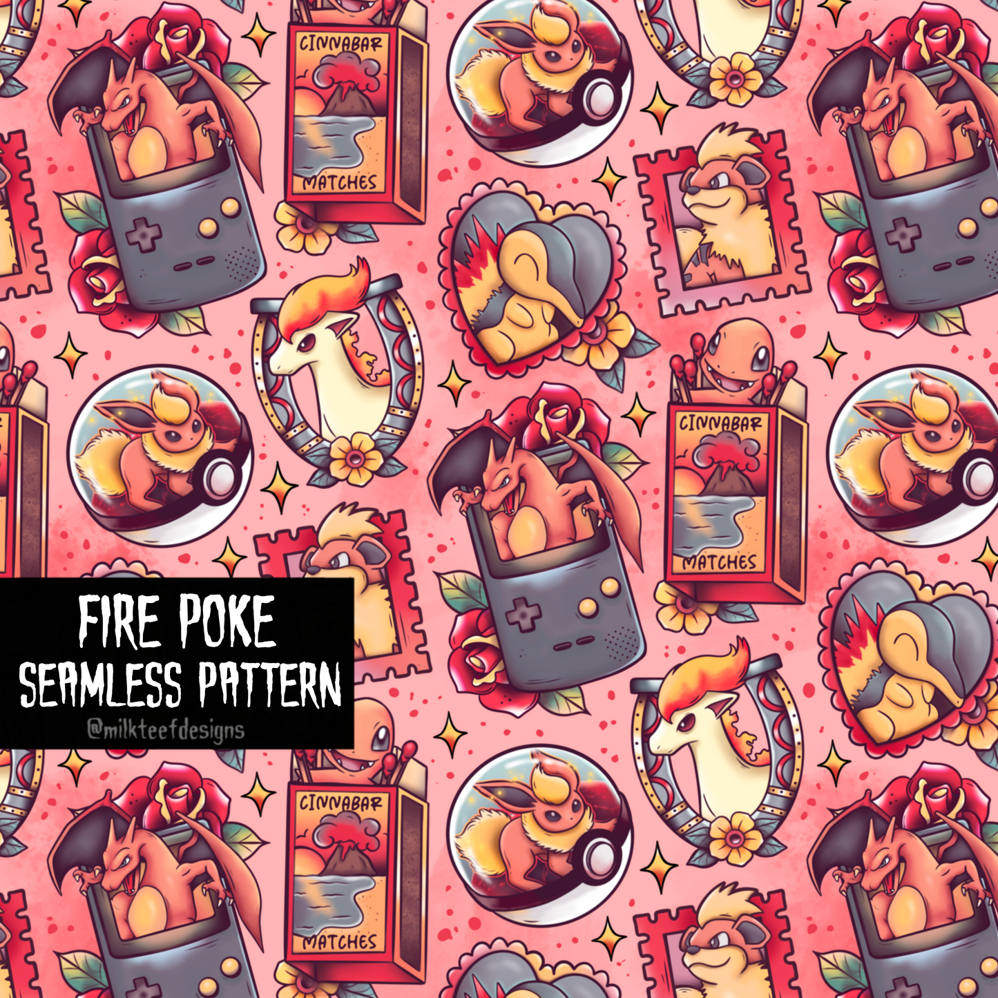Flame Poke / Seamless Pattern