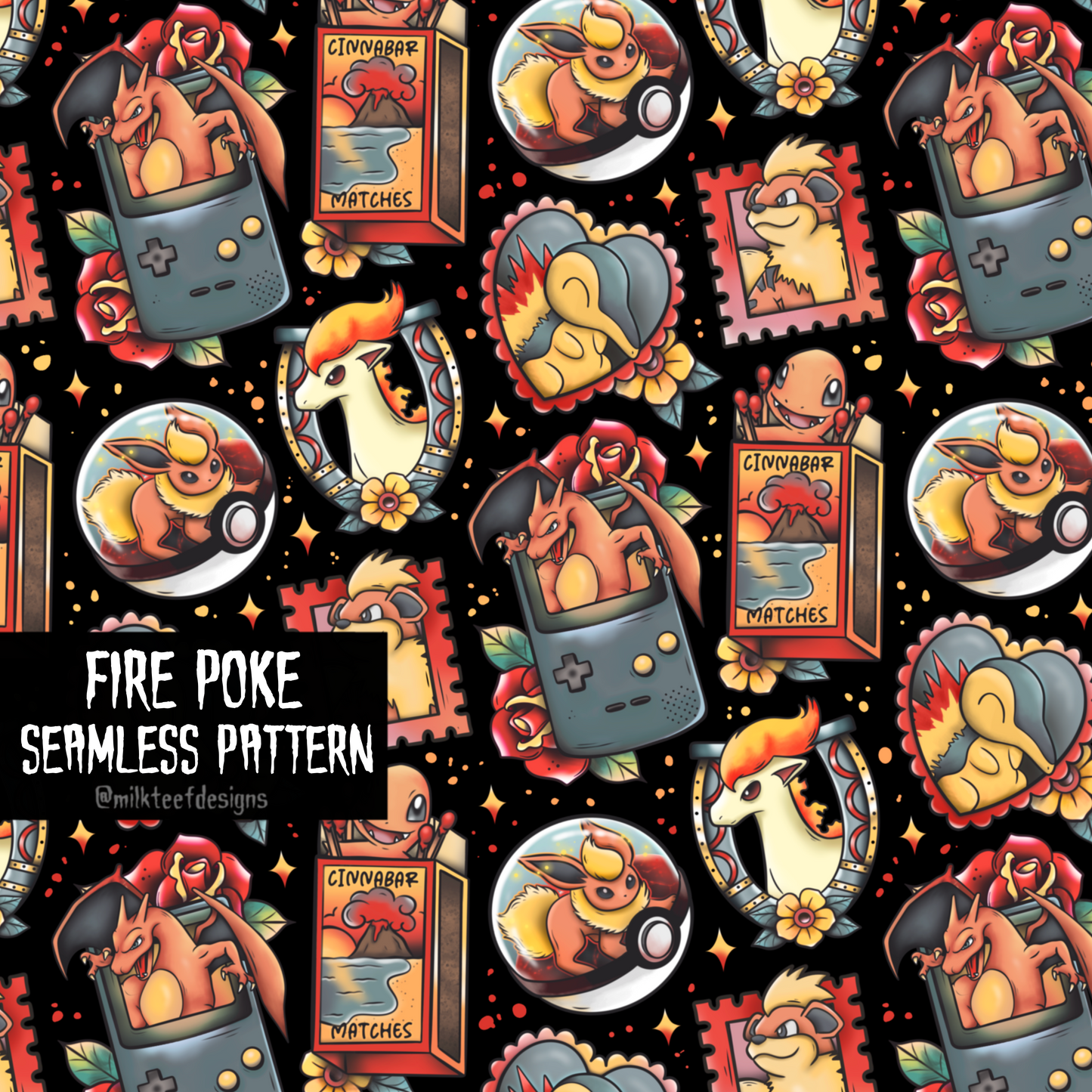 Flame Poke / Seamless Pattern