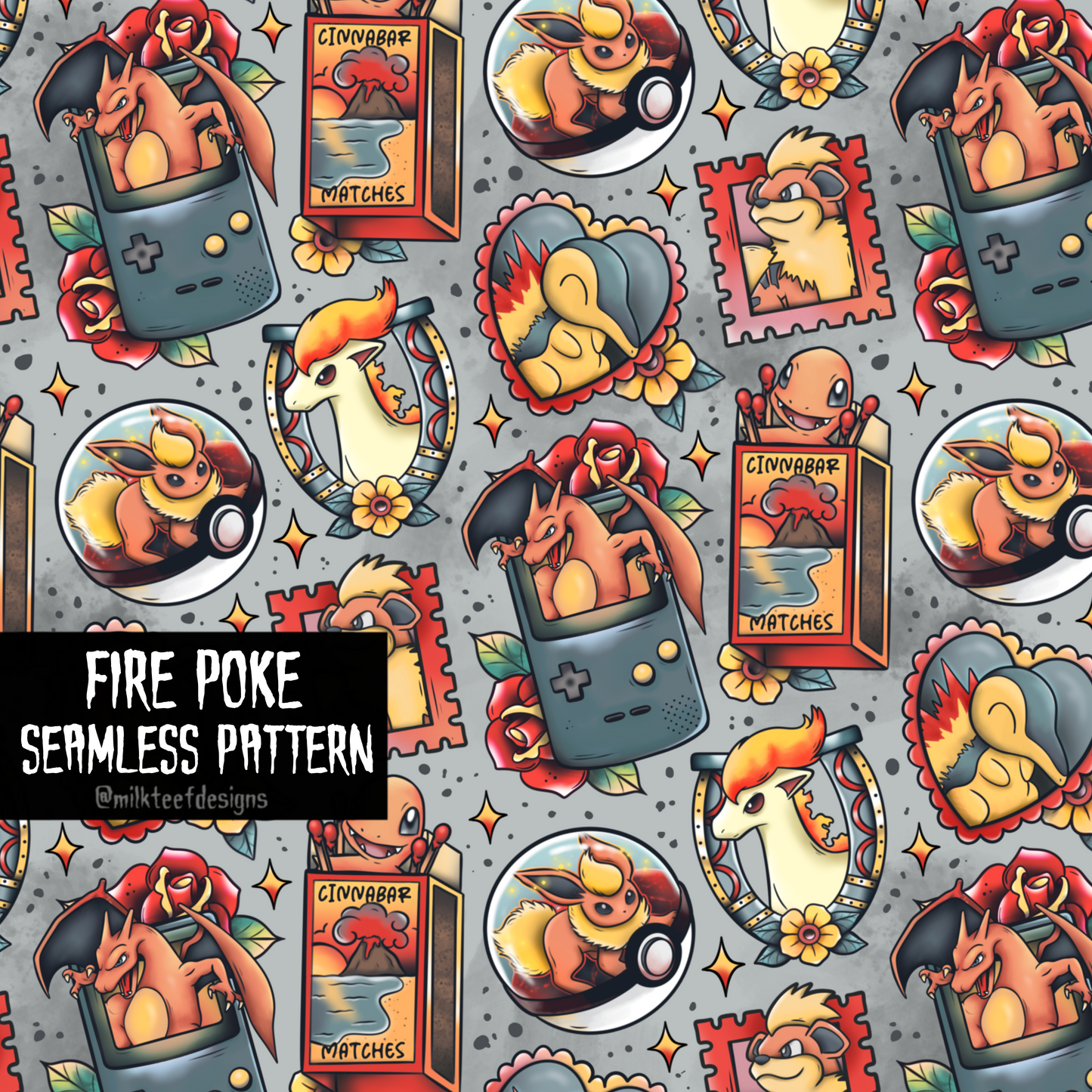 Flame Poke / Seamless Pattern