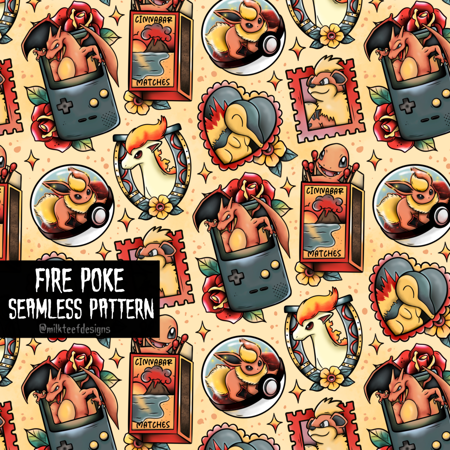 Flame Poke / Seamless Pattern