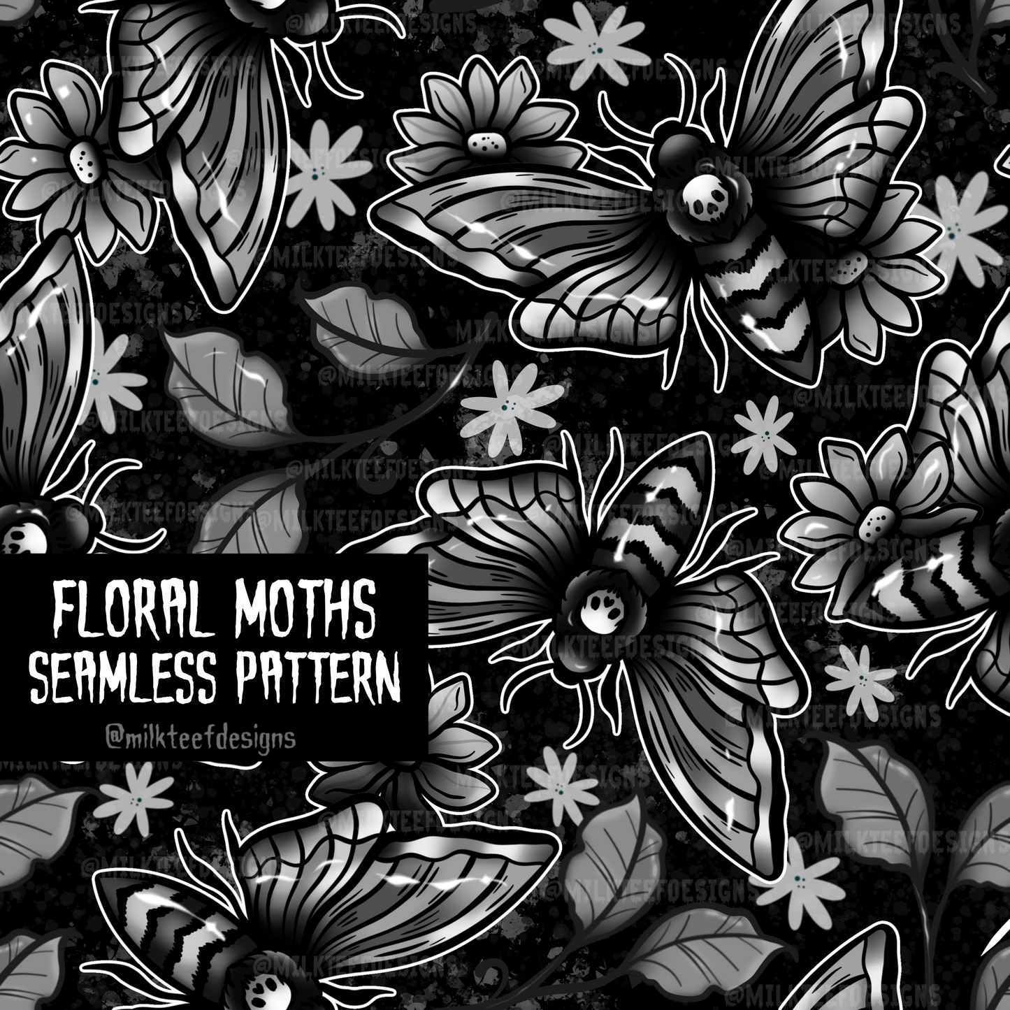 Floral Moths / Seamless Pattern