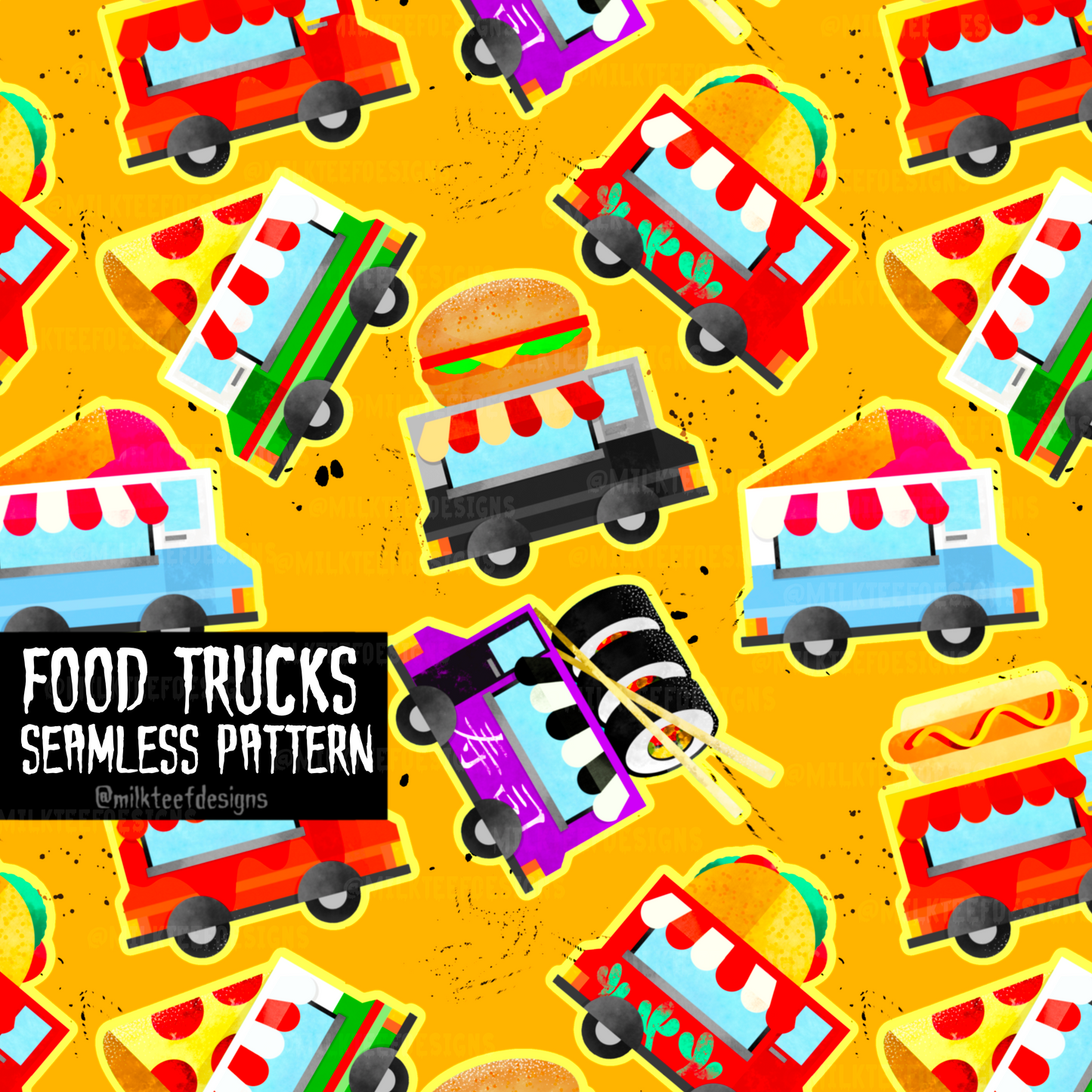 Food Trucks - Swim Safe / Seamless Pattern