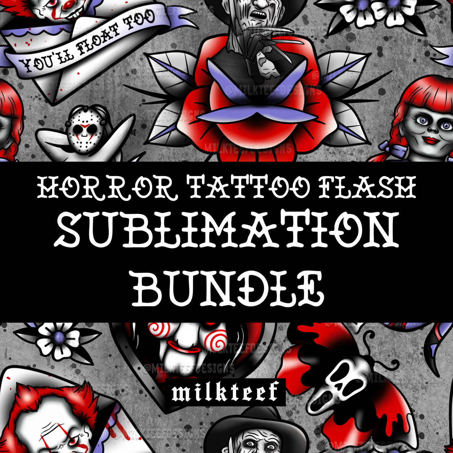 Horror Tattoo Flash / Sublimation Design (PNG)