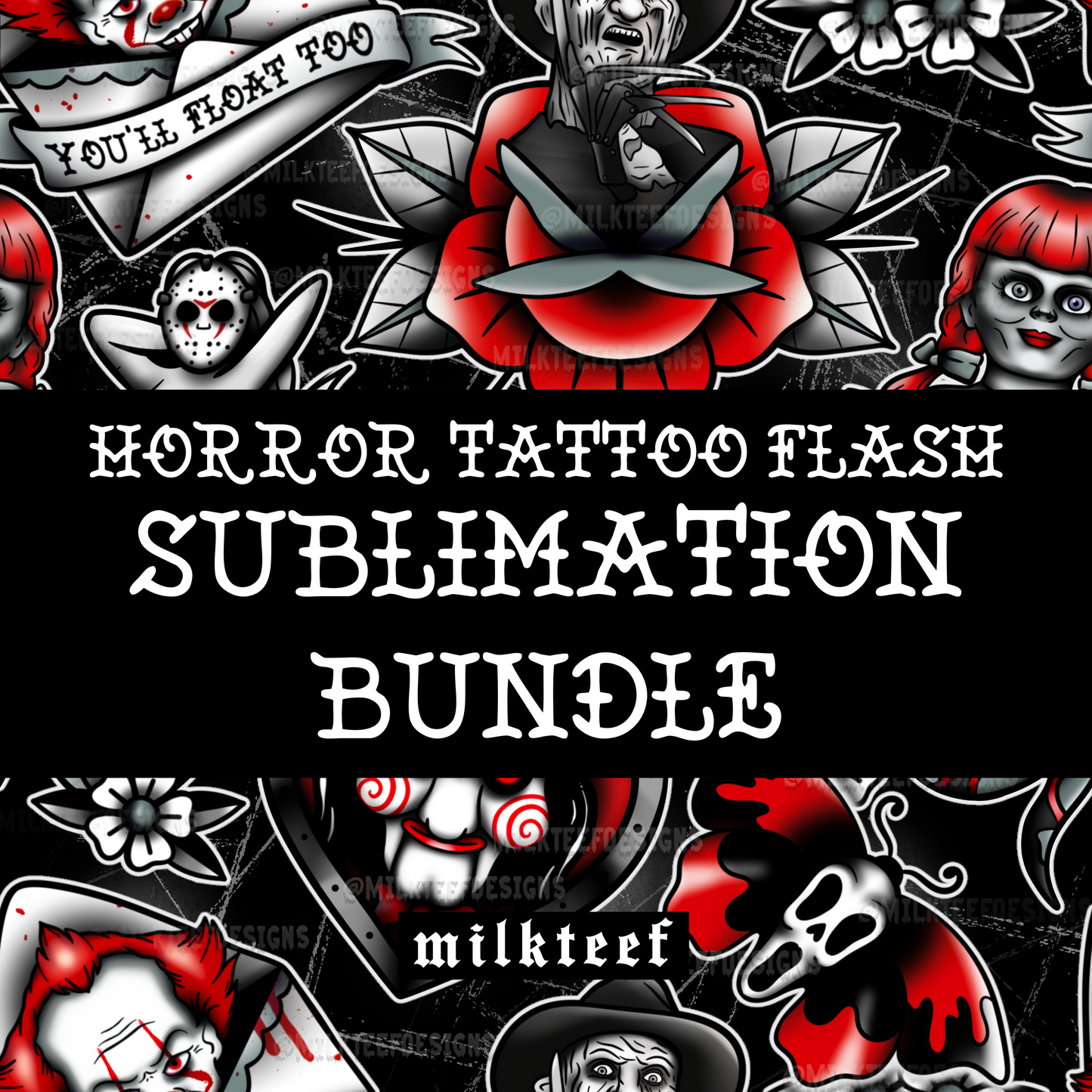 Horror Tattoo Flash / Sublimation Design (PNG)