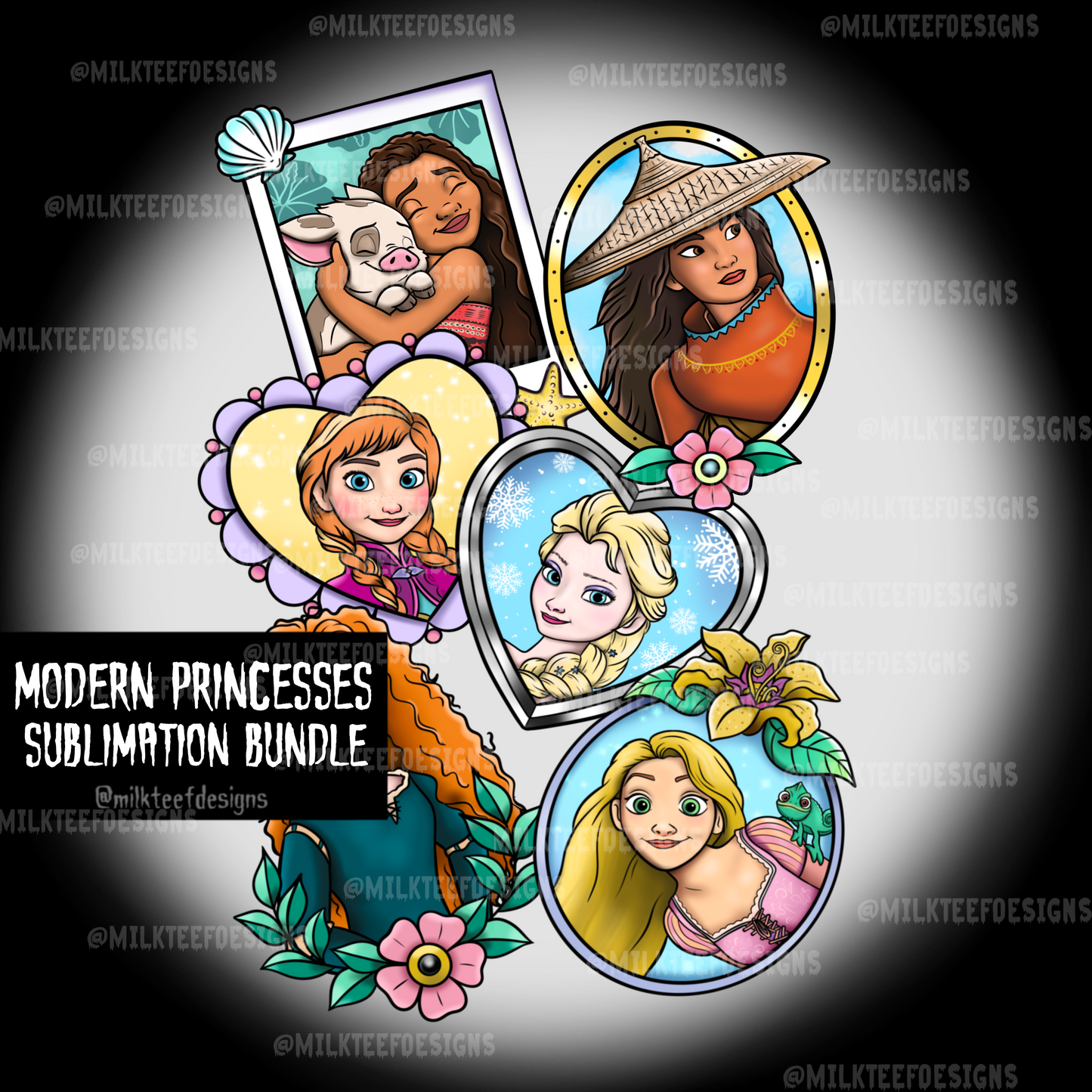 Modern Princesses / Individual PNGs or Tshirt design