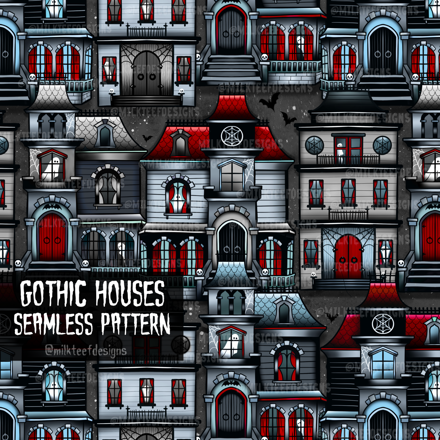 Gothic Houses / Seamless Pattern